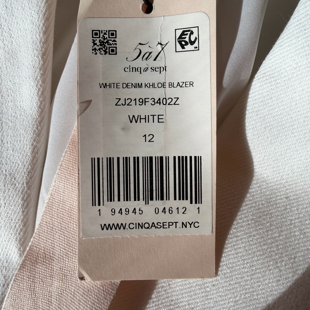 Cinq à Sept Khloe Denim Blazer - women’s size 12 - white - Picture 5 of 5